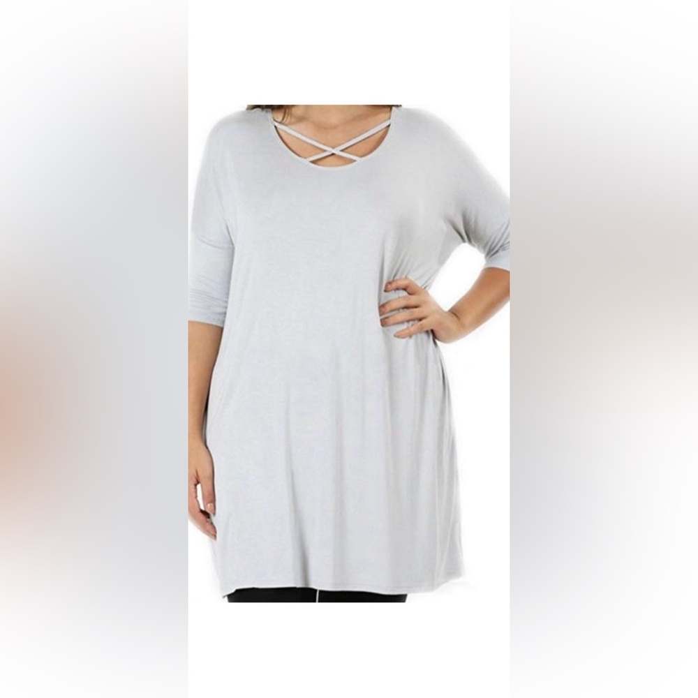 Zenana Outfitters Light Gray Tunic Top